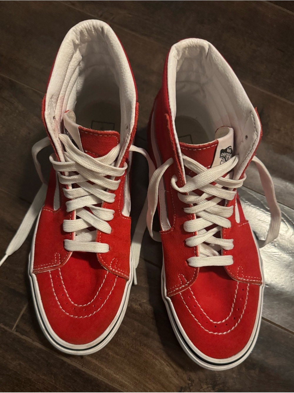 Vans Red and White High-Top Skate Sneakers Size M9 W7.5